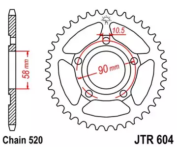 JT bageste tandhjul JTR604.36, 36z størrelse 520 - JTR604.36
