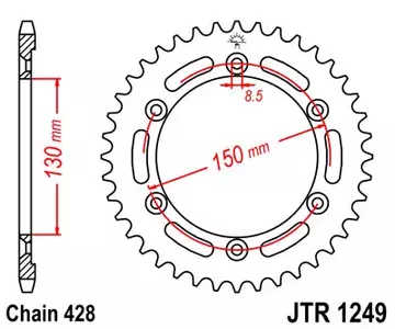 Piñón trasero JT JTR1249.51, 51z tamaño 428 - JTR1249.51