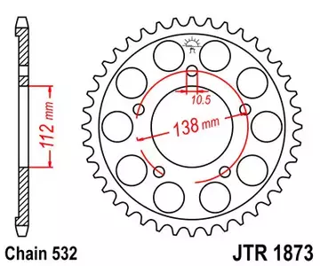 Bagerste tandhjul JT JTR1873.48, 48z størrelse 532 - JTR1873.48