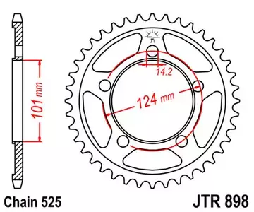 Задно зъбно колело JT JTR898.38, 38z размер 525