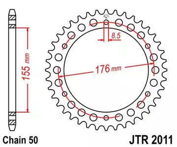 Zębatka tył stalowa JT JTR2011.43, 43z rozmiar 530
