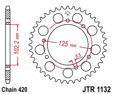 Čelični stražnji lančanik JT JTR1132.53, 53z, veličina 420 - JTR1132.53