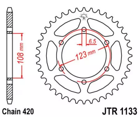 Roda dentada traseira JT JTR1133.53, 53z tamanho 420-2