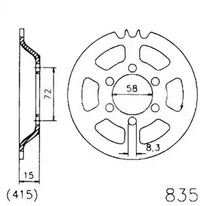 Esjot 20-0835-45 čelični stražnji lančanik, 45Z, veličina 415