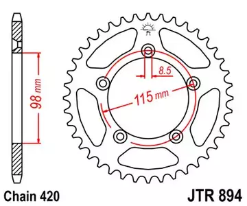 Bakre kedjehjul JT JTR894.46, 46z storlek 420 - JTR894.46