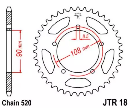 Bakre kedjehjul JT JTR18.39, 39z storlek 520-2