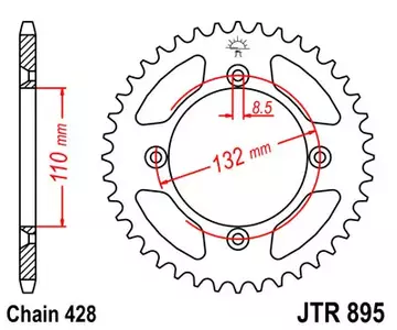 Kettenrad hinten Stahl JT JTR895.46, 46 Zähne Teilung 428 - JTR895.46