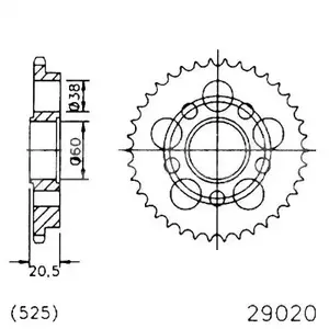 Ocelové zadní řetězové kolo Esjot 32075-38, 38Z, velikost 520
