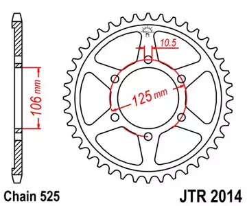 Kettenrad hinten Stahl JT JTR2014.47, 47 Zähne Teilung 525