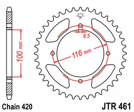 Задно зъбно колело JT JTR461.51, 51z размер 420-2