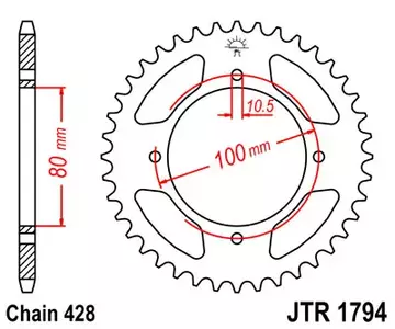 JT bageste tandhjul JTR1794.45, 45z størrelse 428 - JTR1794.45