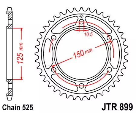 Zębatka tył stalowa JT JTR899.42, 42z rozmiar 525-2