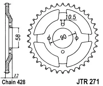 Pignone posteriore JT JTR271.50, 50z misura 428 - JTR271.50