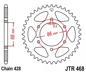 Roda dentada traseira JT JTR468.46, 46z tamanho 428 - JTR468.46