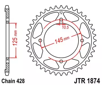 Zębatka tył stalowa JT JTR1874.59, 59z rozmiar 428 - JTR1874.59