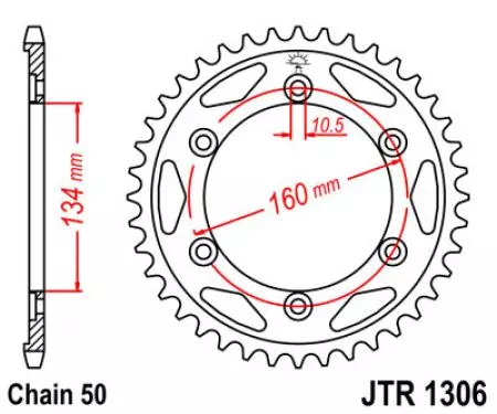 Bakre kedjehjul JT JTR1306.42, 42z storlek 530-2