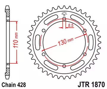 Čelični stražnji lančanik JT JTR1870.46, 46z veličina 428 - JTR1870.46