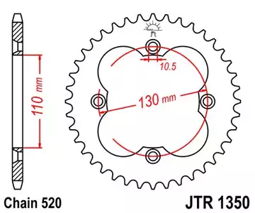 Roda dentada traseira em aço JT JTR1350.38, 38z tamanho 520 - JTR1350.38