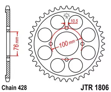 Roda dentada traseira JT JTR1806.56, 56z tamanho 428 - JTR1806.56
