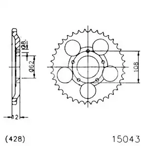 Zadné oceľové reťazové koleso Esjot 15043-51, 51Z, veľkosť 428