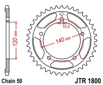 Kettenrad hinten Stahl JT JTR1800.42, 42 Zähne Teilung 530