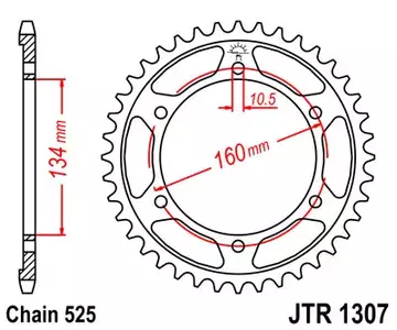 Zębatka tył stalowa JT JTR1307.46, 46z rozmiar 525 - JTR1307.46