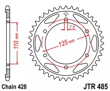 Bakre kedjehjul JT JTR485.48, 48z storlek 428 - JTR485.48