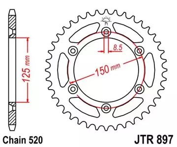 JT bageste tandhjul JTR897.44, 44z størrelse 520 - JTR897.44