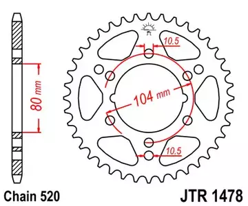 JT bageste tandhjul JTR1478.40, 40z størrelse 520 - JTR1478.40