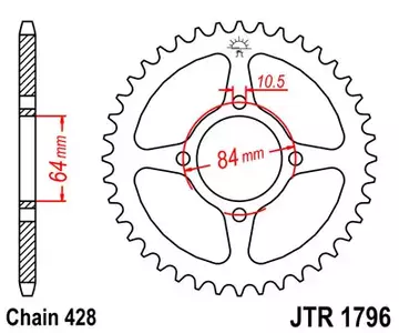 Kettenrad hinten Stahl JT JTR1796.51, 51 Zähne Teilung 428 - JTR1796.51