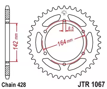 JT задно стоманено зъбно колело JTR1067.52, 52z размер 428 - JTR1067.52