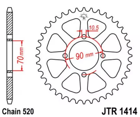 JT zadnji verižnik JTR1414.43, 43z velikost 520-2