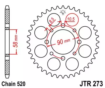 Kettenrad hinten Stahl JT JTR273.39, 39 Zähne Teilung 520