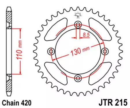 Kettenrad hinten Stahl JT JTR215.56, 56 Zähne Teilung 420-2