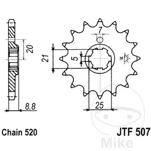 Pignone anteriore JT JTF507.14, 14z misura 520 - JTF507.14