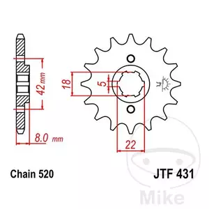 Prednji zobnik JT JTF431.14, 14z, velikost 520-1