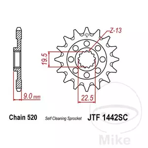 Предно зъбно колело JT JTF1442.13SC, размер 13z 520 самопочистващо се - JTF1442.13SC