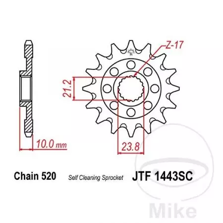 Predné reťazové koleso JT JTF1443.13SC, veľkosť 13z 520 samočistiace-2