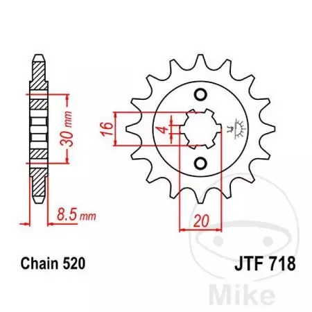 Предно зъбно колело JT JTF718.12, 12z размер 520-2