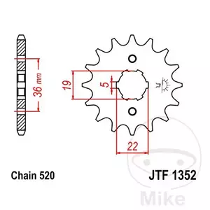 Pignone anteriore JT JTF1352.12, 12z misura 520 - JTF1352.12
