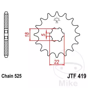Främre kedjehjul JT JTF419.14, 14z storlek 525 - JTF419.14