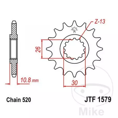 Predné reťazové koleso JT JTF1579.17, 17z veľkosť 520-2