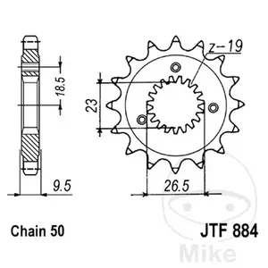 Предно зъбно колело JT JTF884.21, 21z размер 530 - JTF884.21