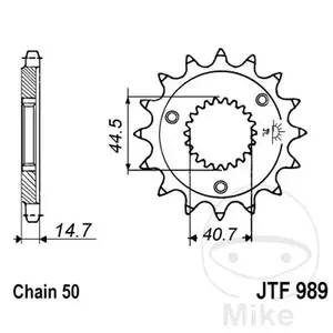 Roda dentada dianteira JT JTF989.21, 21z tamanho 530 - JTF989.21