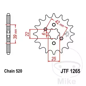Främre kedjehjul JT JTF1265.14, 14z storlek 520 - JTF1265.14