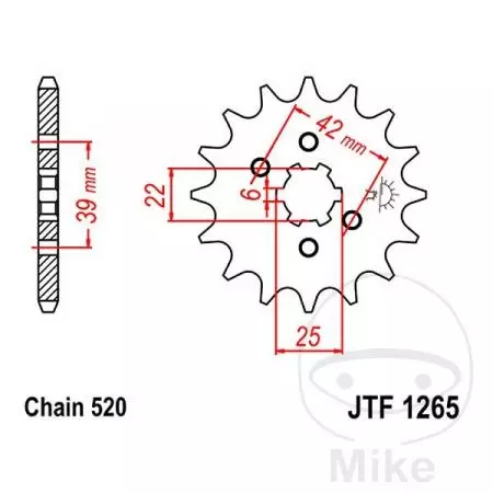 JT JTF1265.14 prednji lančanik, 14z, veličina 520-2