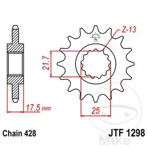 Roda dentada dianteira JT JTF1298.17, 13z tamanho 428 - JTF1298.17