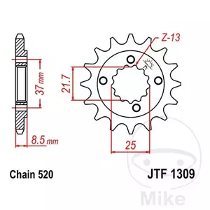 Prednji zobnik JT JTF1309.13, 13z, velikost 520 - JTF1309.13