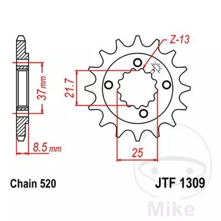 Zębatka przód JT JTF1309.13, 13z rozmiar 520-2