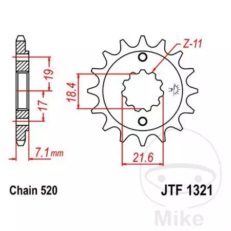 Μπροστινό γρανάζι JT JTF1321.12, 12z μέγεθος 520-2